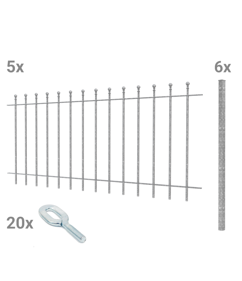 Zaunset Ancona zum Einbetonieren als 3D-Modell | Feuerverzinkt
