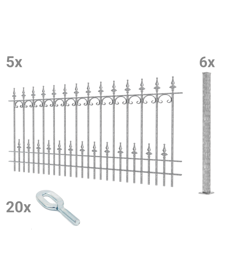 Zaunset Lucca mit Zubehör zum Aufschrauben 3D Modell | Feuerverzinkt